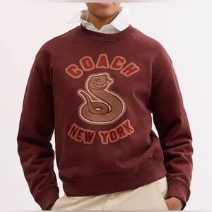Coach Men's Burgundy Crewneck Sweater